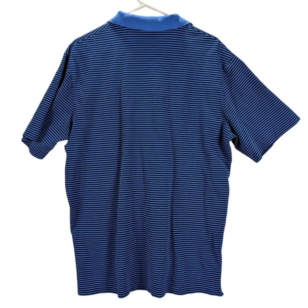 Polo Golf Ralph Lauren Shirt Mens Large Blue Black Stripes Performance Preppy